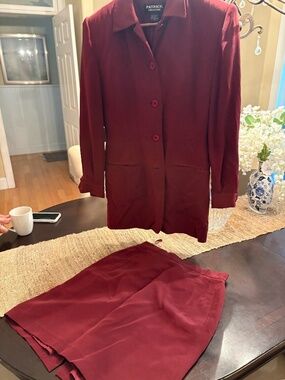 Womens silk skirt suit burgundy- PATRICK brand